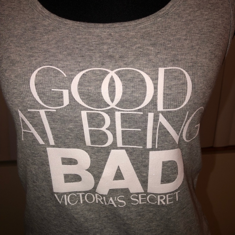 Victoria's Secret Gray Graphic Racerback Tank Top - Picture 2 of 8